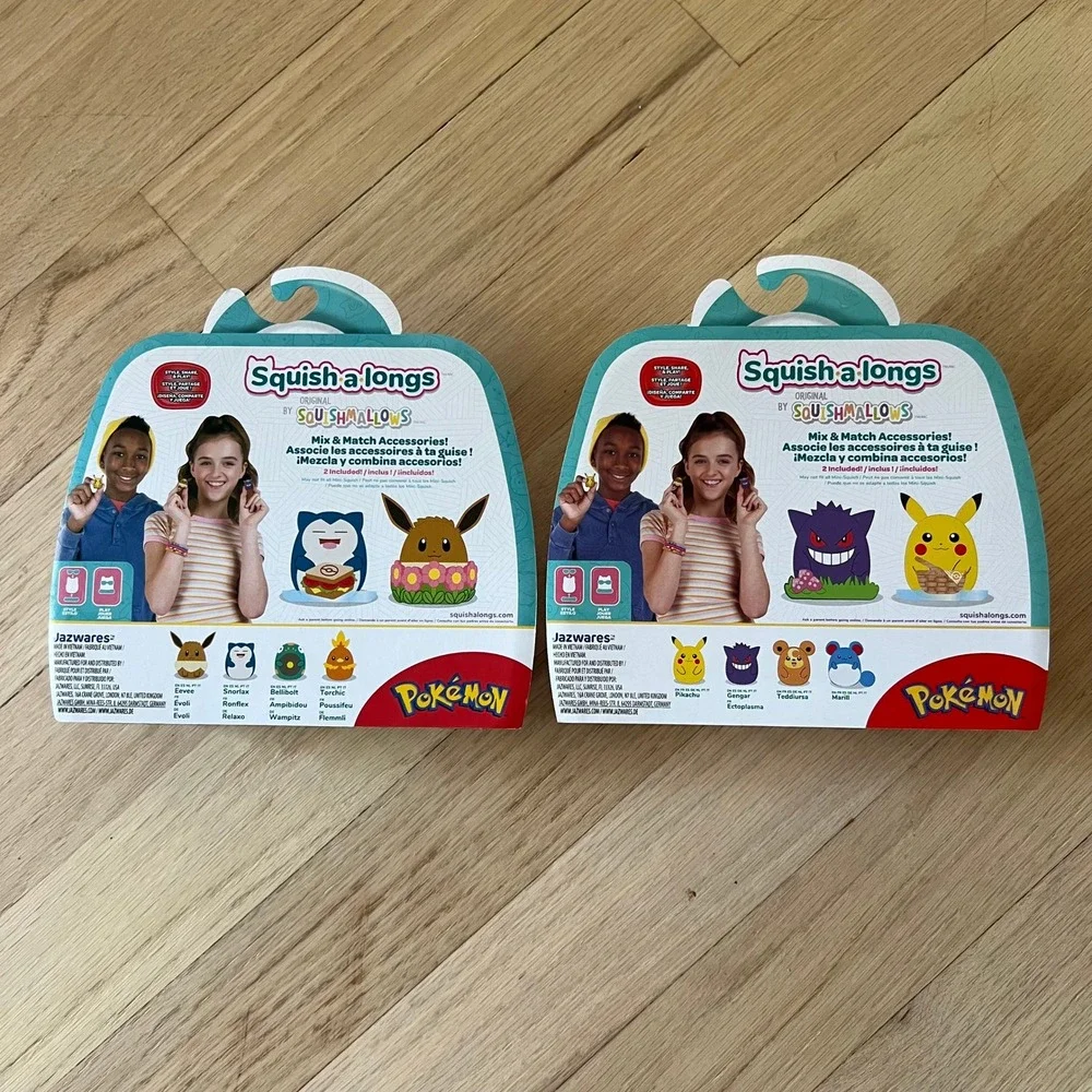 Pokemon Squish-a-longs Squishmallows Series 1 Mini Figures 2‎ Pk Bundle Jazwares
